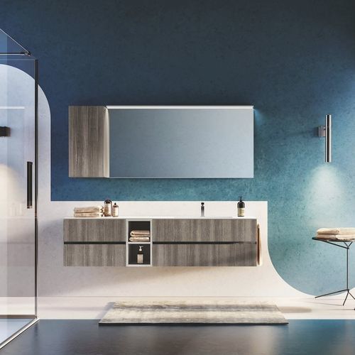 Wandhängender Waschtisch-Unterschrank - U&D 04 - PUNTOTRE - Laminat / Ocritech® / modern