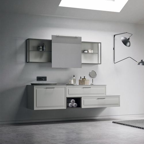 Wandhängender Waschtisch-Unterschrank - ROMA 4 - PUNTOTRE - Holz / Aluminium / Stil