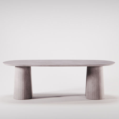 Moderner Couchtisch - Fusto III - FORMA&CEMENTO - Hochleistungsbeton / Gestell aus Beton / oval