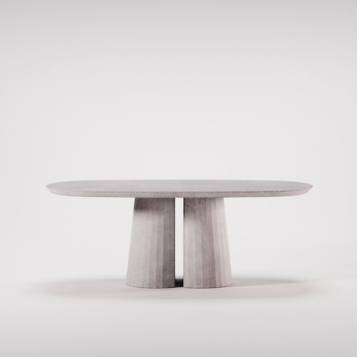 Moderner Couchtisch - Fusto II - FORMA&CEMENTO - Hochleistungsbeton / Gestell aus Beton / oval