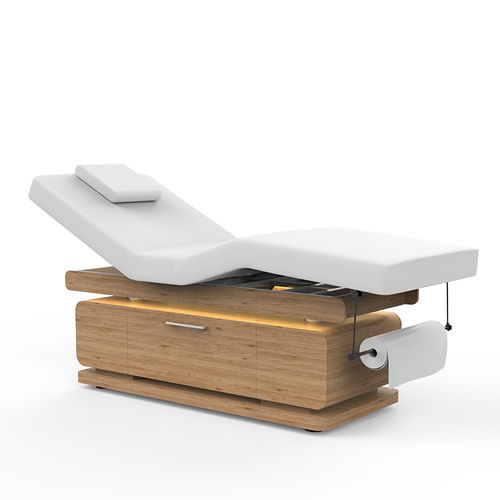Elektrische Massageliege - 2342A - Silverfox Corporation Limited - Leder / Holz / höhenverstellbar