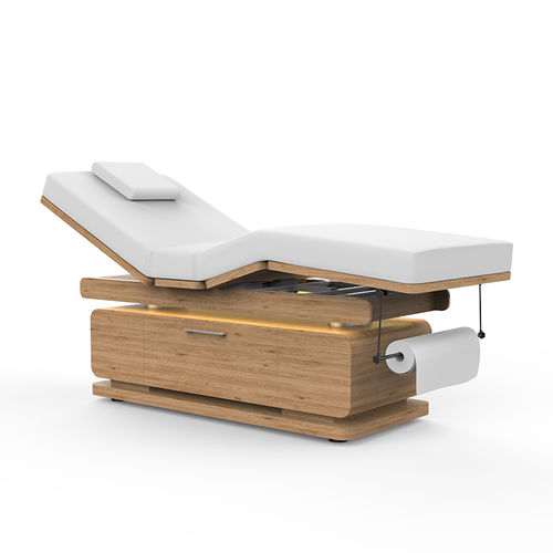 Elektrische Massageliege - 2342B - Silverfox Corporation Limited - Leder / Holz / höhenverstellbar