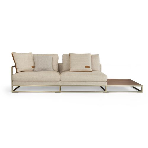 Modernes Sofa - V210-L - Aston Martin - Stoff / mit integriertem Tisch / grau