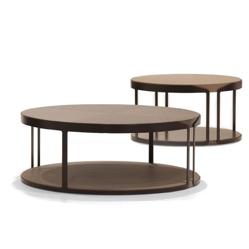 Moderner Couchtisch - V155 - Aston Martin - Eiche / lackiertes Metall / Gestell aus Leder