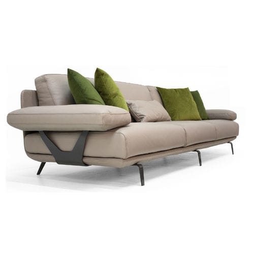 Modernes Sofa - V127 - Aston Martin - Leder / beige / Gestell aus lackiertem Metall