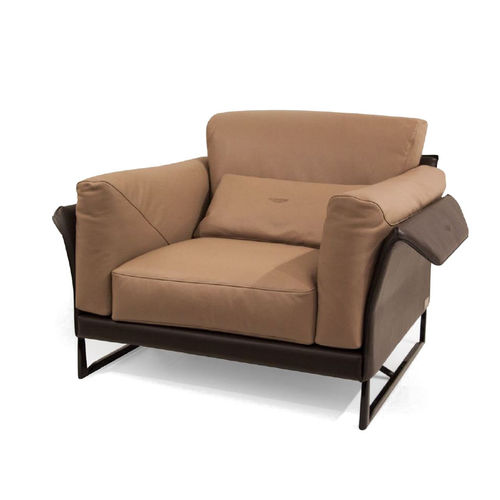 Moderner Sessel - V099 - Aston Martin - Leder / lackiertes Metall / braun