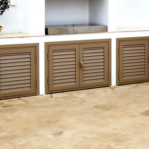 Lamellen-Fensterladen - RABEL 70 - RABEL SYSTEMS - feststehend / Polycarbonat / grau