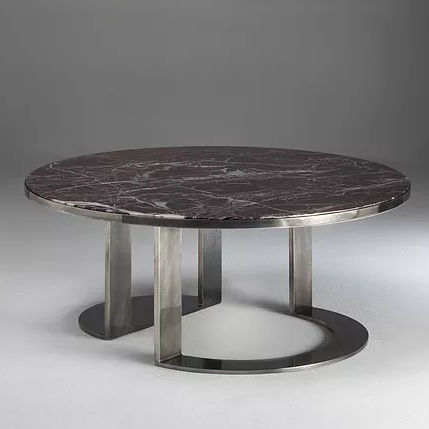 Moderner Couchtisch - GIOTTO - pasut design - Marmor / Gestell aus Stahl / rund