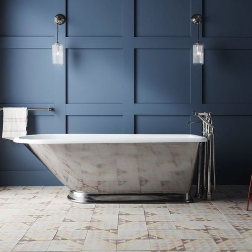 Freistehende Badewanne - DAD1048 - Drummonds - Gusseisen / weiß / silberfarben