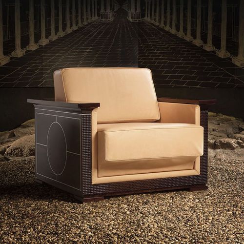 Moderner Sessel - Nouvel Espace Furniture - Samt / Leder / Eiche
