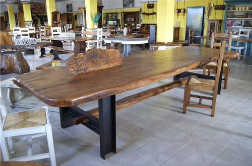 Esstisch / rustikaler Stil - T-17 - El roure vell - Eiche / Gestell aus Eisen / rechteckig