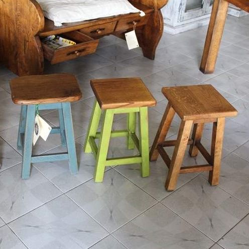 Rustikaler Hocker - 3.00 - El roure vell - Eiche / Gestell aus Eiche / mit Fußstütze