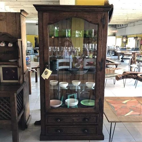 Vitrine / rustikaler Stil - BIT-02 - El roure vell - Glas / Eiche / mit Schubladen