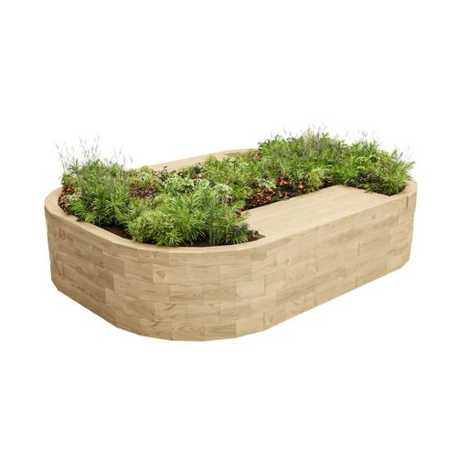 Kiefer-Pflanzkübel - BEALACH DUO - WoodBlocX Ltd - oval / maßgefertigt / mit integrierter Bank