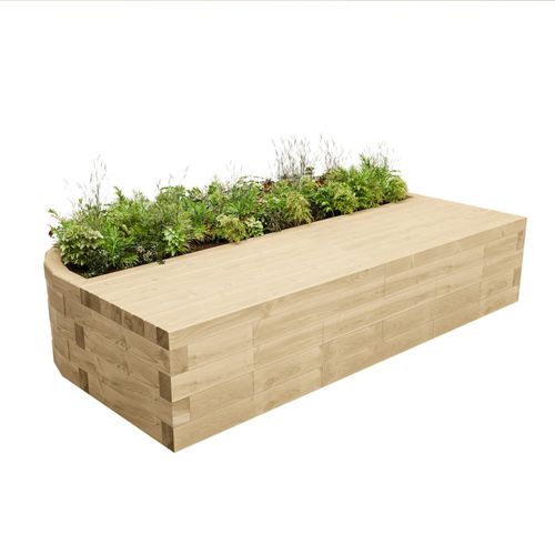 Kiefer-Pflanzkübel - CARN MOR - WoodBlocX Ltd - mit integrierter Bank / modern / für öffentliche Bereiche