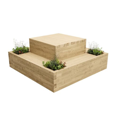 Kiefer-Pflanzkübel - ARISAIG - WoodBlocX Ltd - quadratisch / maßgefertigt / mit integrierter Bank