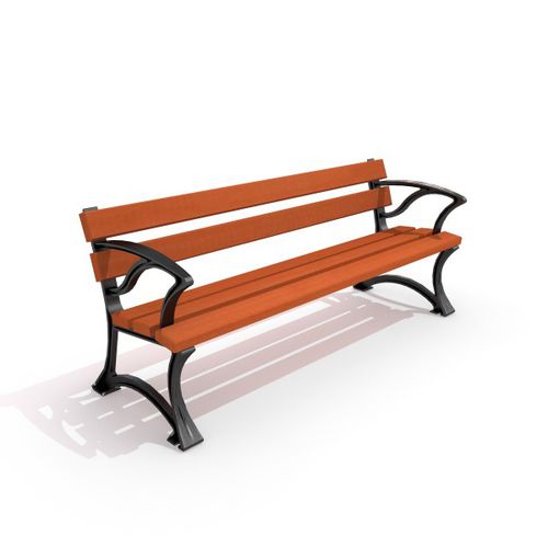 Klassische Bank für den öffentlichen Raum - URBAN FURNITURE : BERILIO - Inter System - Holz / Gusseisen / mit Rückenlehne