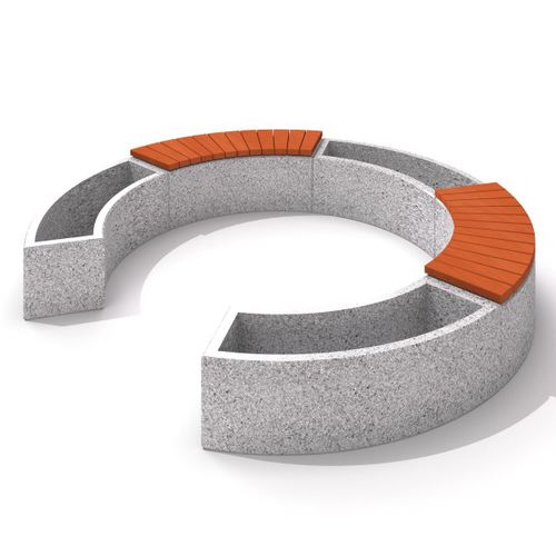 Moderne Bank für den öffentlichen Raum - URBAN FURNITURE : KVARCO - Inter System - Holz / Beton / modular