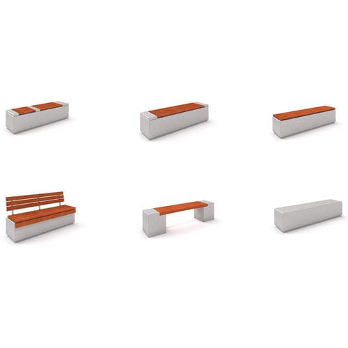 Moderne Bank für den öffentlichen Raum - URBAN FURNITURE : TOPAZO - Inter System - Holz / Beton / mit Rückenlehne