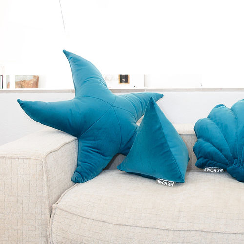Kissen für Sofas - SEA STAR - MX HOME - einfarbig / Stoff / blau