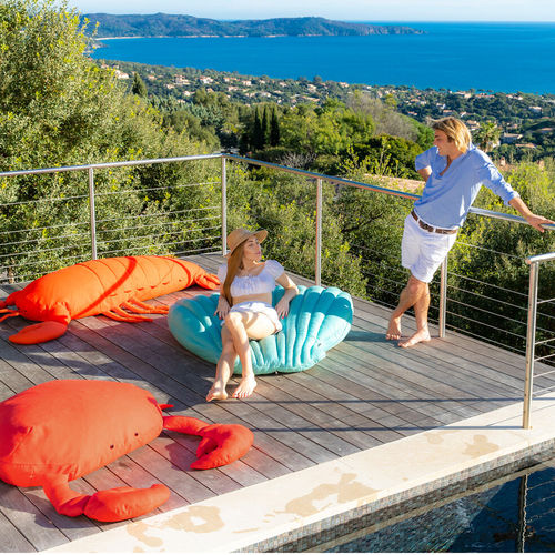 Sitzsack / originelles Design - XL SEASHELL  - MX HOME - Stoff / mit abziehbarem Bezug / blau