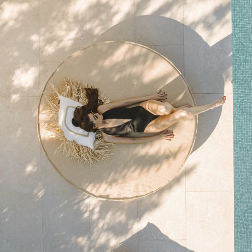 Moderne Sonnenliege - raffia - MX HOME - Stoff / für Pool / Zweisitzer