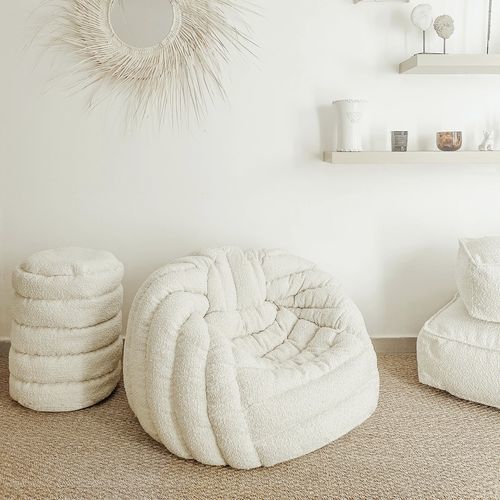 Moderner Sessel - XL Igloo - MX HOME - Stoff / weiß / mit Armlehnen