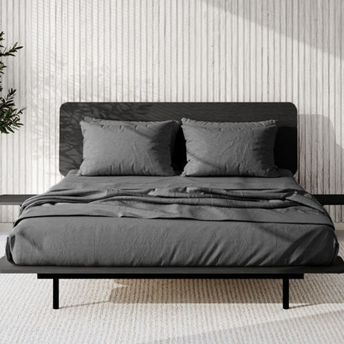 Doppelbett - Ída - Kaissu - minimalistisches Design / Kopfteil / mit Nachttisch