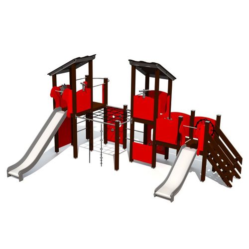 Metall-Spielplatzgerät - LM228 - Tiptiptap - Holzfurnier / HDPE / modular