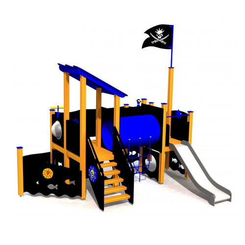 Holzfurnier-Spielplatzgerät - PIRATE WORLD  - Tiptiptap - galvanisiertem Stahl / modular
