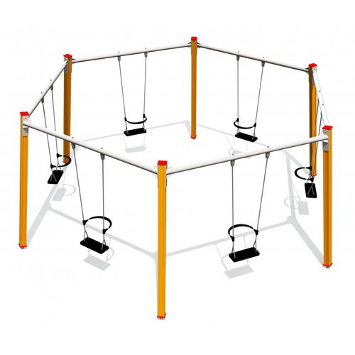 Spielplatz-Schaukel - CIRCLE 6 PLACES  - Tiptiptap - Holzfurnier / Metall / Polyethylen