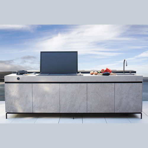 Stein-Kücheninsel - AIR System - Novara Outdoor Kitchens - Metall / Feinsteinzeug / mittelgroß