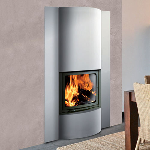 Geschlossene Feuerstelle / Holz - GIOVE - LineaVz - mit 1 Sichtseite / Edelstahl / Glas