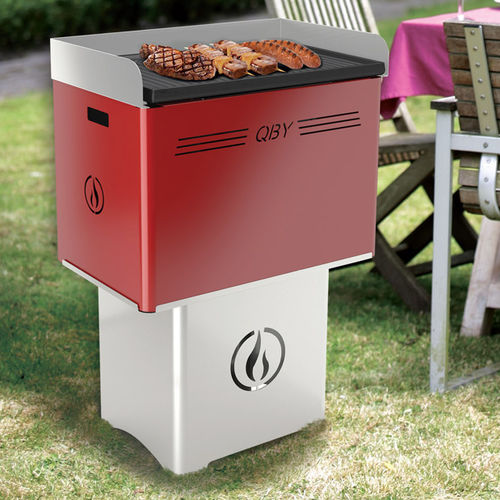 Holzkohle-Gartengrill - QBY - LineaVz - bodenstehend / Edelstahl