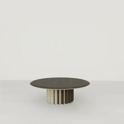 Moderner Couchtisch - ATHENA - NUÉE ÉDITION - Eiche / Gestell aus Eiche / rund