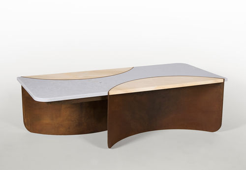 Moderner Tisch - CRESCENT - KIN & COMPANY - Marmor / Gestell aus Stahl / rechteckig