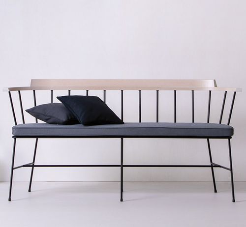 Moderne Bank - MIM 757 - Vergés - Massivholz / Metall / Stoff