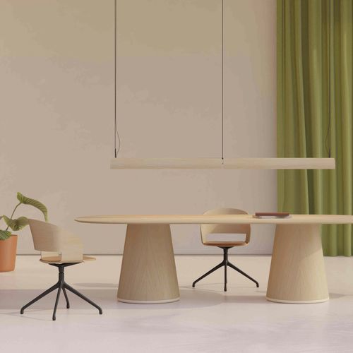 Design-Tisch - CONIC - Vergés - Esche / Gestell aus Furnierholz / rund