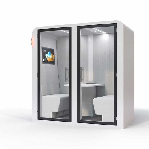 POD-Büro / Akustik - DUO KHARA - SBS - ergonomisch / mit integrierter LED-Beleuchtung / Glas