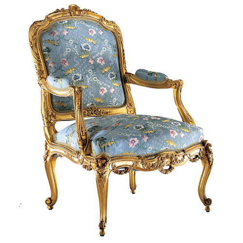 Sessel / Louis XV - FA16 - Henryot & Cie - Stoff / Holz / blau