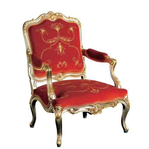 Sessel / Louis XV - FA47 - Henryot & Cie - Stoff / Holz / rot