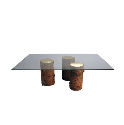Moderner Couchtisch - RONDINS D’OR - Henryot & Cie - Glas / Gestell aus Holz / rechteckig