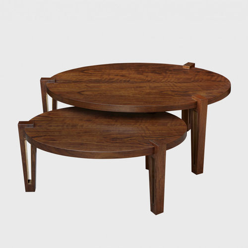 Moderner Couchtisch - LETHE - ANAKTAE - Nussbaum / Gestell aus Massivholz / oval