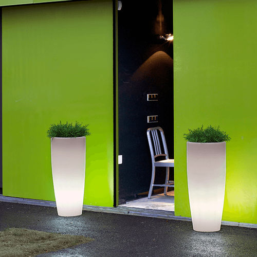 Polyethylen-Pflanzgefäß - BAMBU LIGHT - NEWGARDEN - rund / hoch / beleuchtet