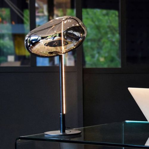 Tischlampe - G111CHROME - ISA MOSS - Aluminium / Chromstahl / geblasenes Glas