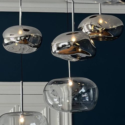 Hängelampe - G1 S CHROME - ISA MOSS - Chromstahl / geblasenes Glas / modern
