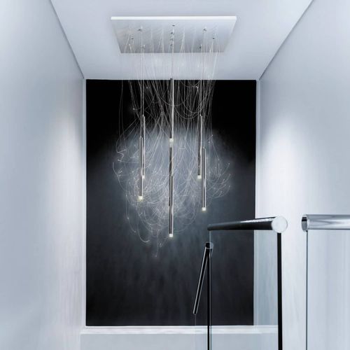 Moderner Kronleuchter - 3770024154504  - ISA MOSS - Aluminium / Chromstahl / 7 Glühbirnen