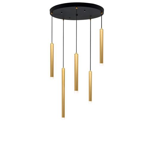 Moderner Kronleuchter - L5 TUBE OR ROND - ISA MOSS - Aluminium / lackierter Stahl / 5 Glühbirnen