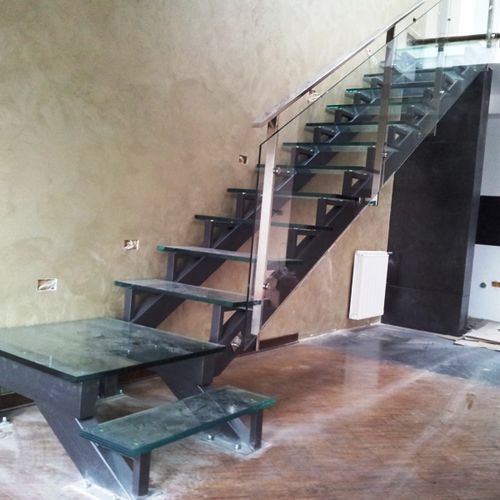 Gerade Treppe - Ban-Inox - Glasstufen / mit Metallstruktur / für professionellen Einsatz