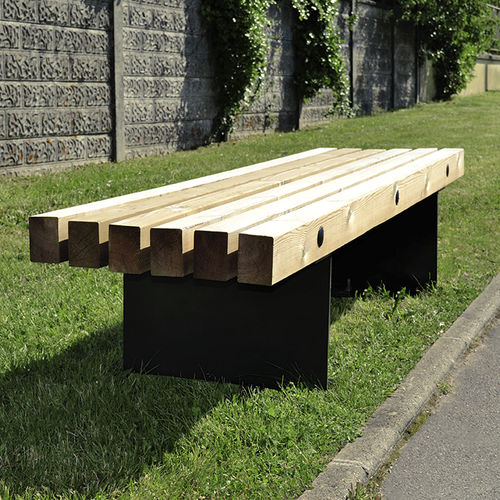 Moderne Bank für den öffentlichen Raum - LAGON  - Activia Mobilier Urbain - Holz / galvanisiertem Stahl / für Gewerbegebrauch